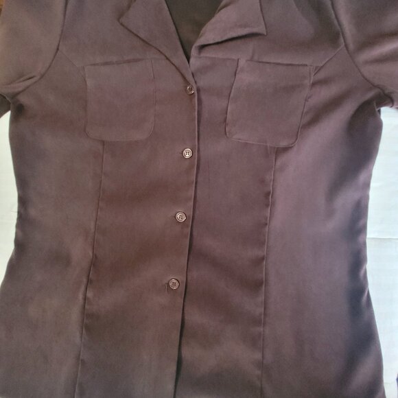 Brown Faux Suede Long Sleeve Blouse Dress Barn Womens Size XL - Picture 5 of 14
